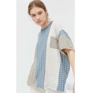 Urban Outfitters Womens Patchwork Oversized T-Shirt M/L‎ Leopard Print Boho